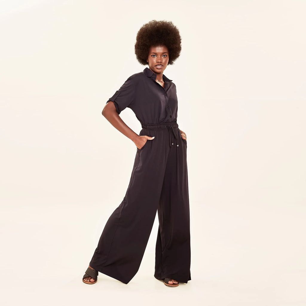 Calça Pantalona Uv Com Proteção Solar Color - PRETO