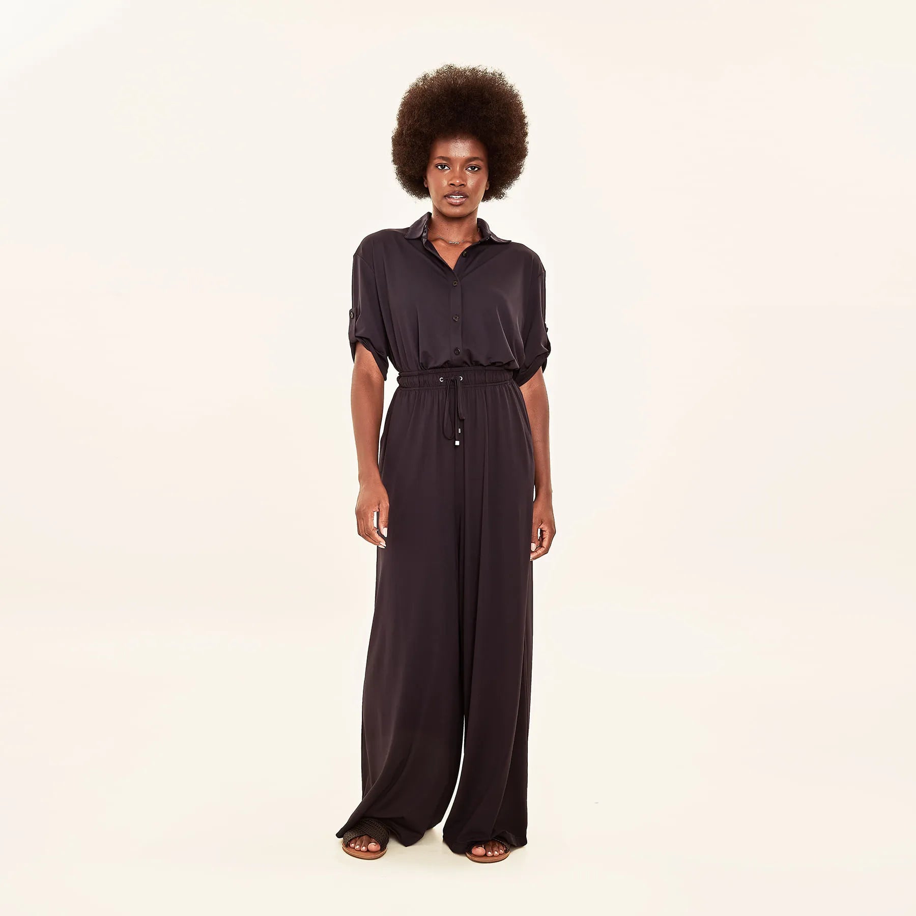 Calça Pantalona Uv Com Proteção Solar Color - PRETO