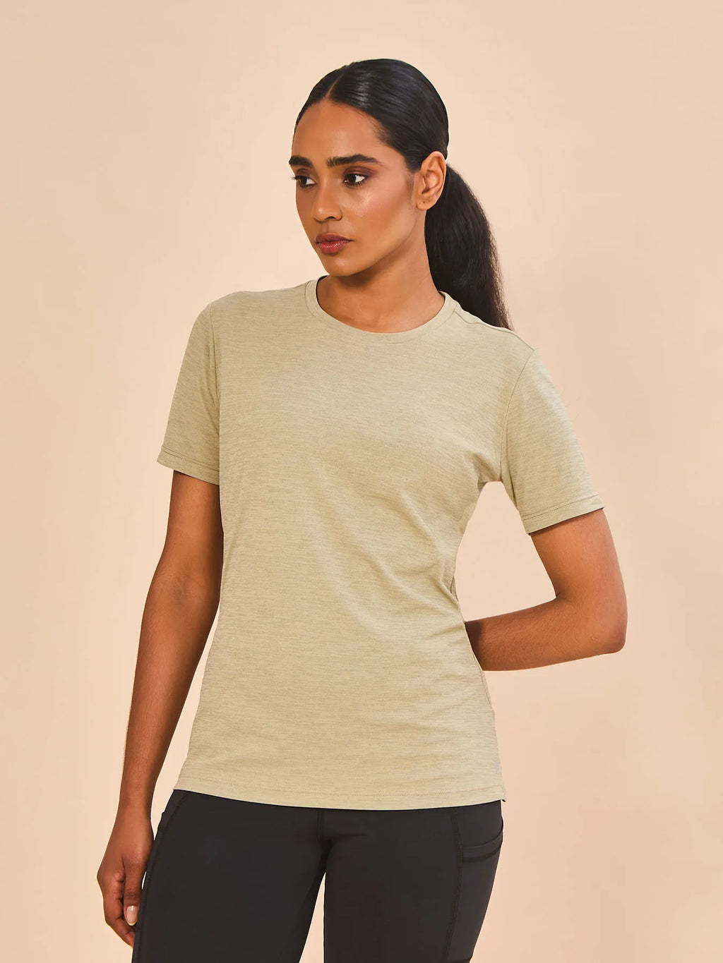 Camiseta UV Feminina Com Proteção Solar MC New Fit Mescla - AREIA