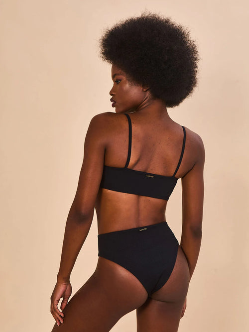Biquíni Uv Com Proteção Solar Conjunto Canelado - PRETO