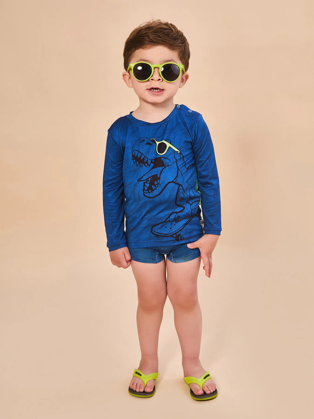 Conjunto UV Bebê Com Proteção Solar T-REX ML - ESTAMPA