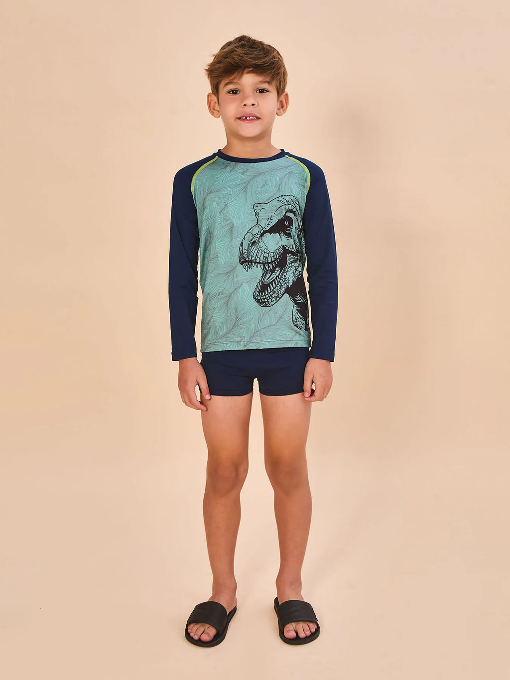 Camisa UV Infantil Com Proteção Solar Acqua ML - ESTAMPA T-REX