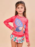 Biquíni Trikini Conjunto UV Infantil Com Proteção Solar - ESTAMPA BUTTERFLY