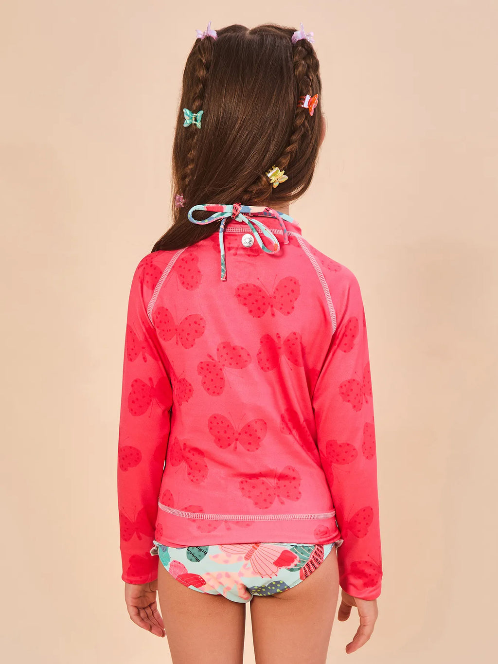 Biquíni Trikini Conjunto UV Infantil Com Proteção Solar - ESTAMPA BUTTERFLY