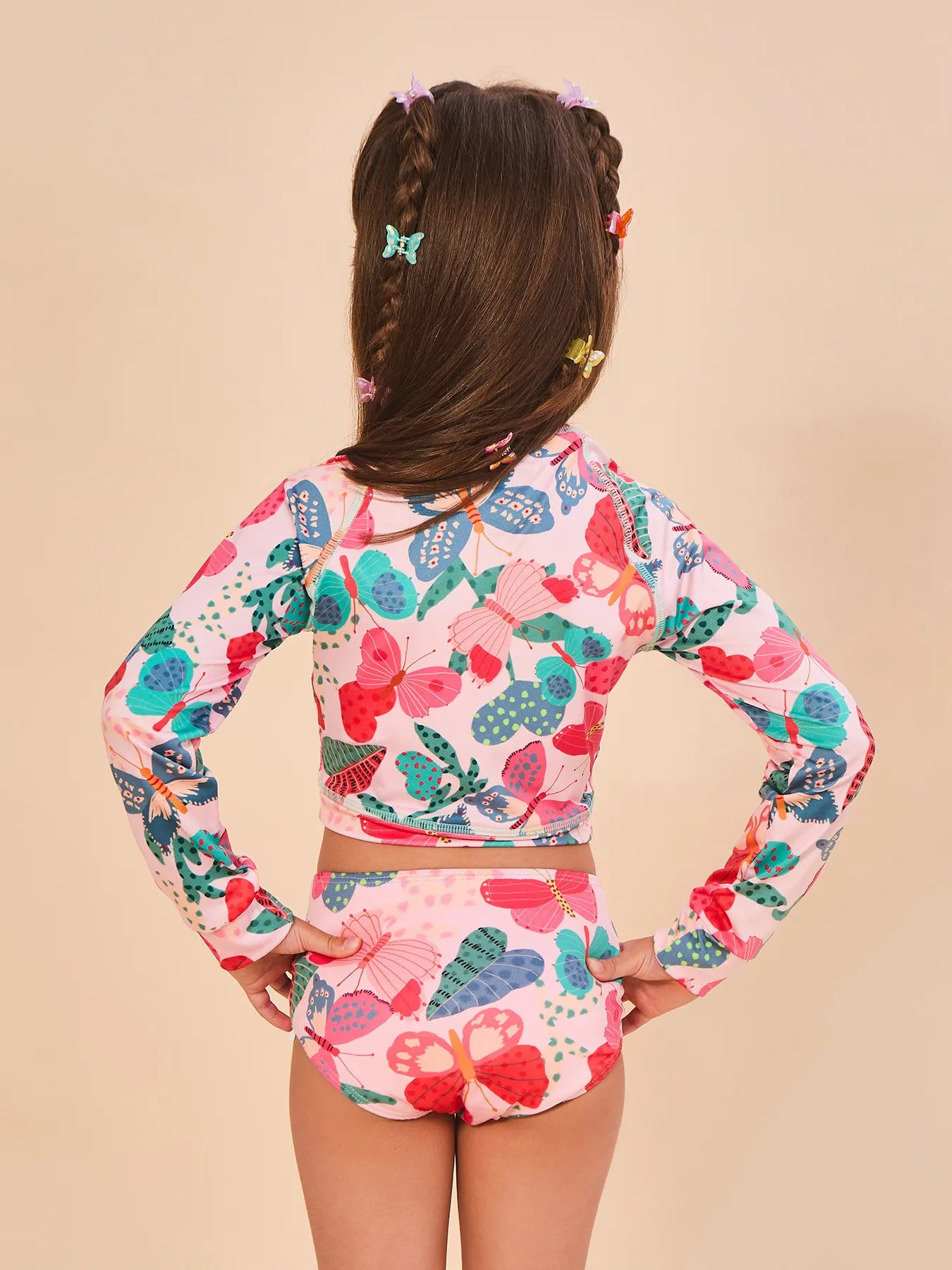 Biquíni Conjunto UV Hot Pant Infantil Com Proteção Solar ML - ESTAMPA BUTTERFLY