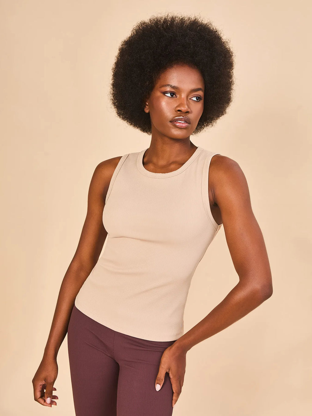 Camisa UV Com Proteção Solar Regata Canelada Fem - AREIA