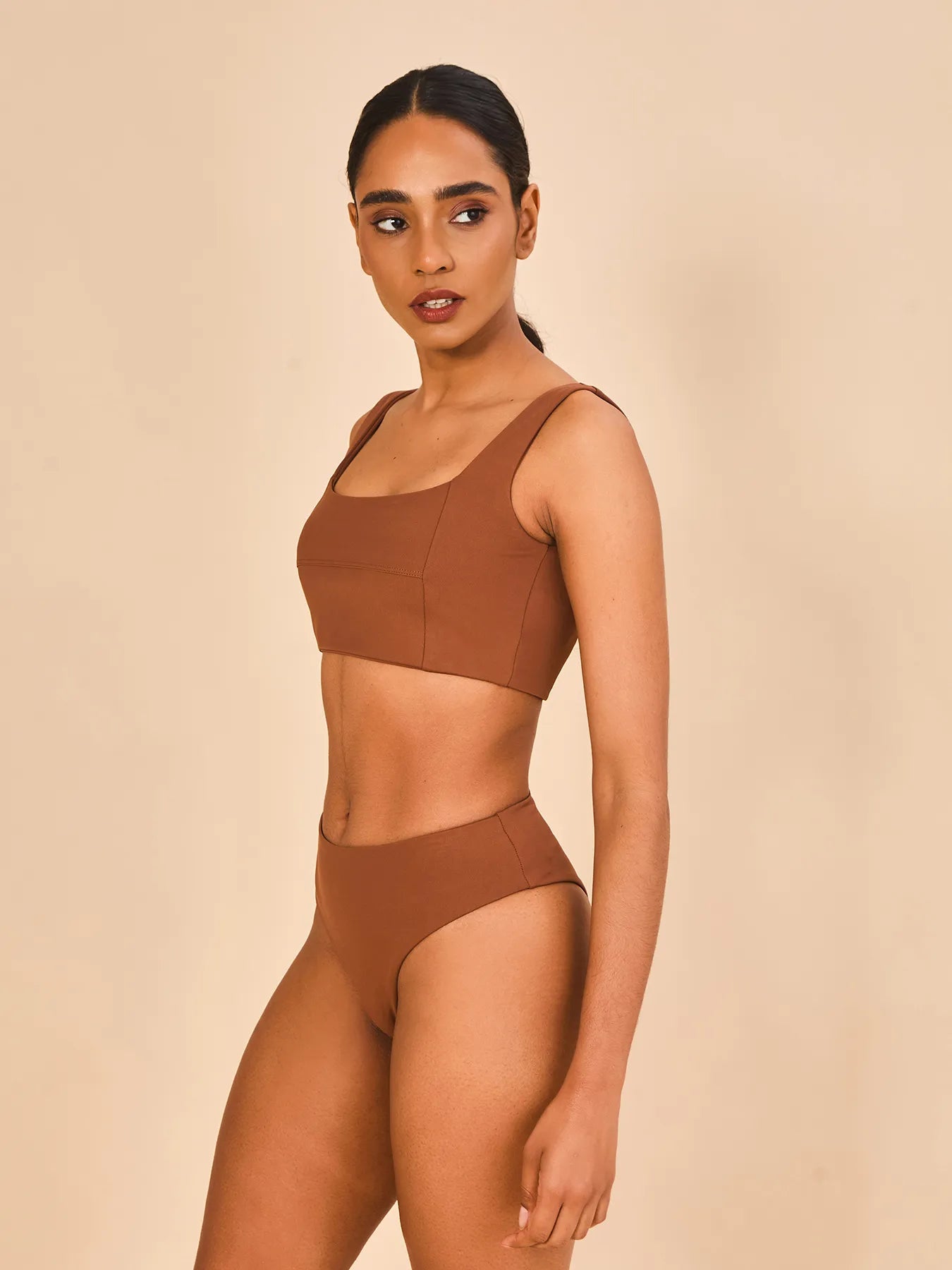 Biquíni Conjunto Fit Color UV Com Proteção Solar FEM - MARROM