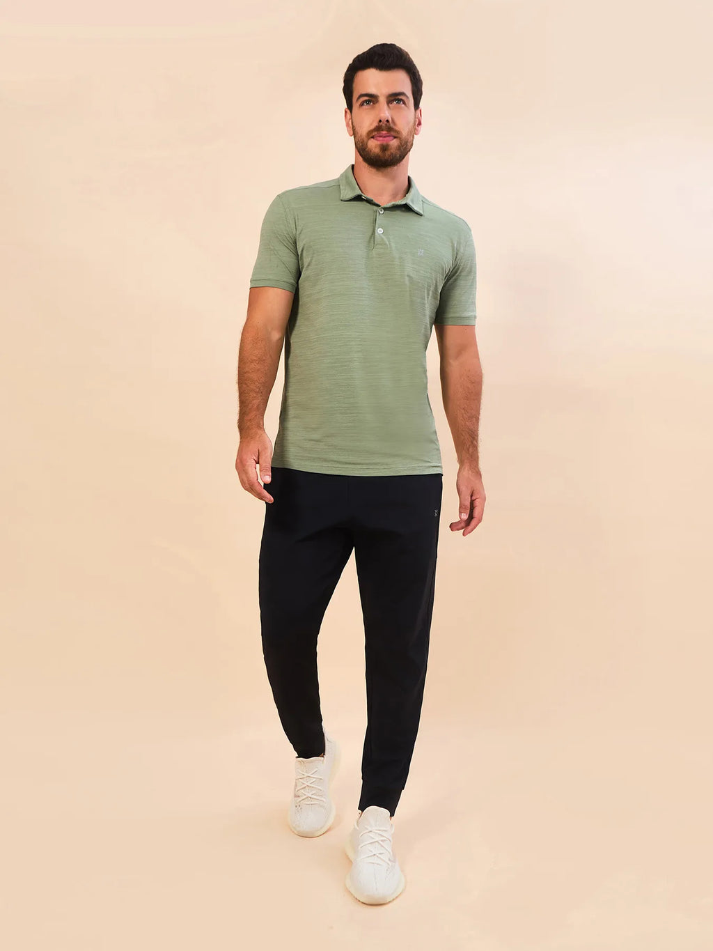 Camisa UV Polo Mescla Masculina Com Proteção Solar - VERDE
