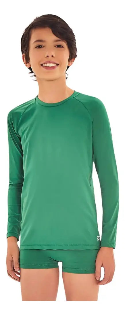 Camiseta Uv Line Uvpro Manga Longa Inf Verde Proteção Solar
