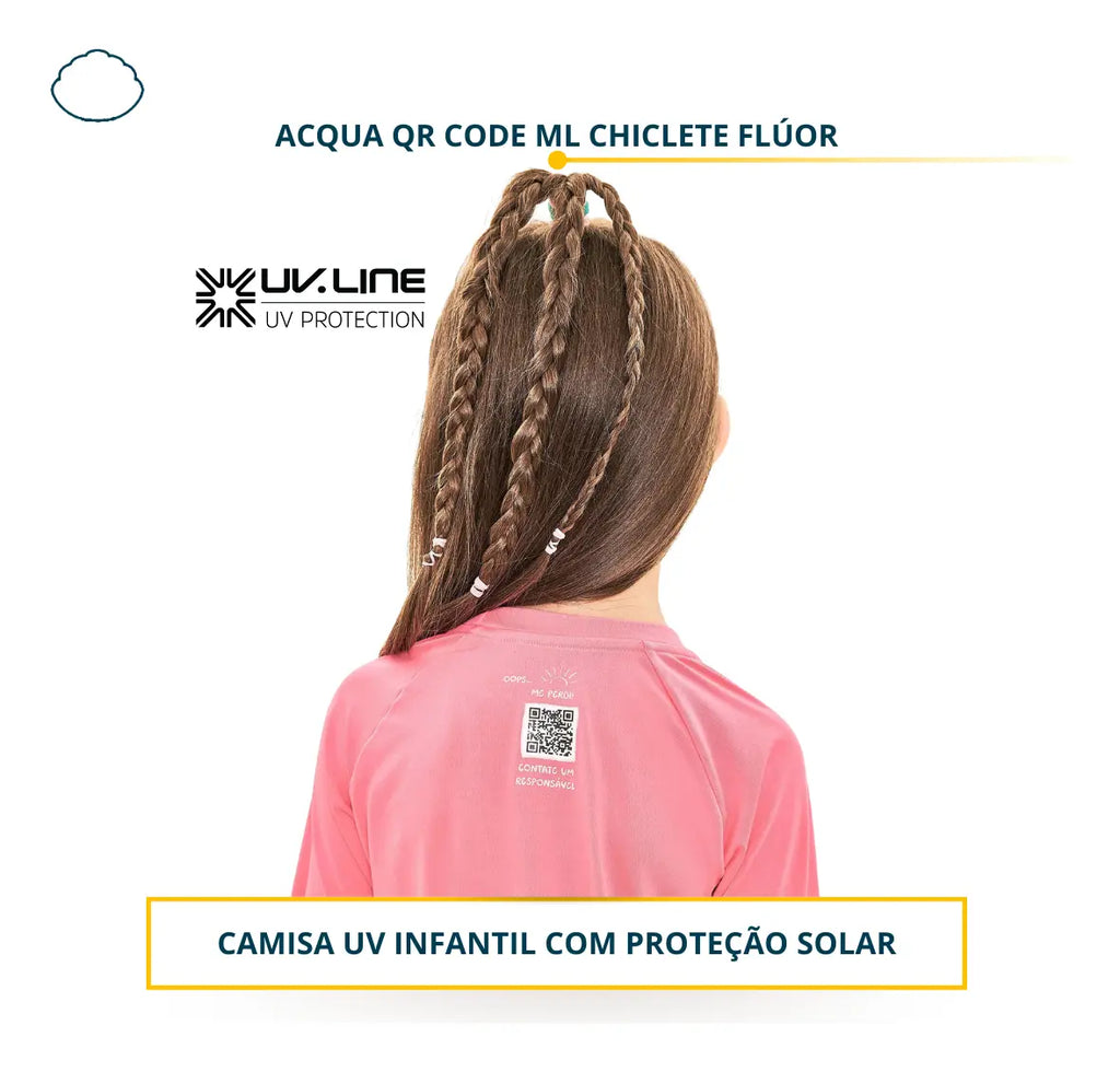Camisa Infantil Acqua Qr Code Uv Line